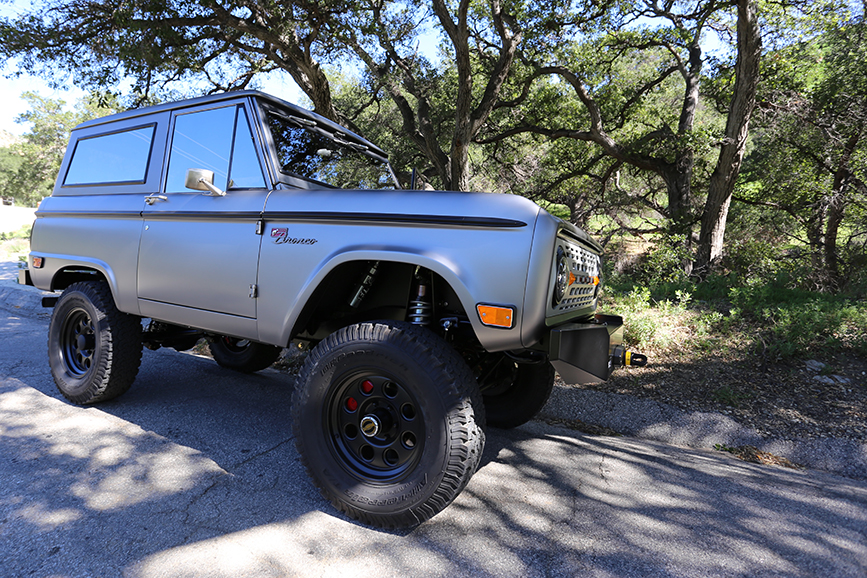 The original vintage Ford Bronco body is meticulously restored, then finished in your choice of matte or gloss color.
